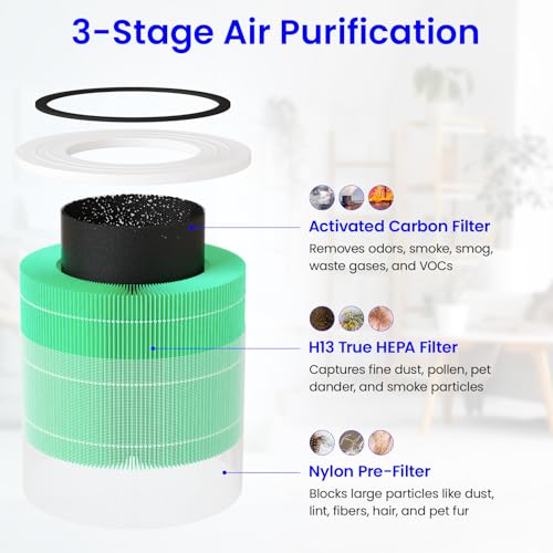 Future Way 2-Pack Core 300 Replacement Filter Compatible with LEVOIT Core 300 and Core 300S Air Purifier, H13 True HEPA, High-Efficiency Activated Carbon, Replace Core300-RF-TX, Green - Image 4