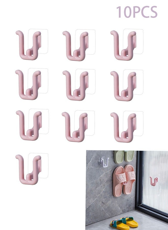 10 Multipurpose Wall Hook Decorative Hooks Strong Adhesive Wall Hooks for Hanging Shoes, Suitable for Kitchen, Bathroom, etc. (Pink)  - Image 1