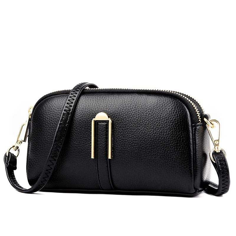 ketmart Small Crossbody Purse for Women Fashion Two zipper pocket Handbag with Colored Shoulder Strap(Color_Black) - Image 3