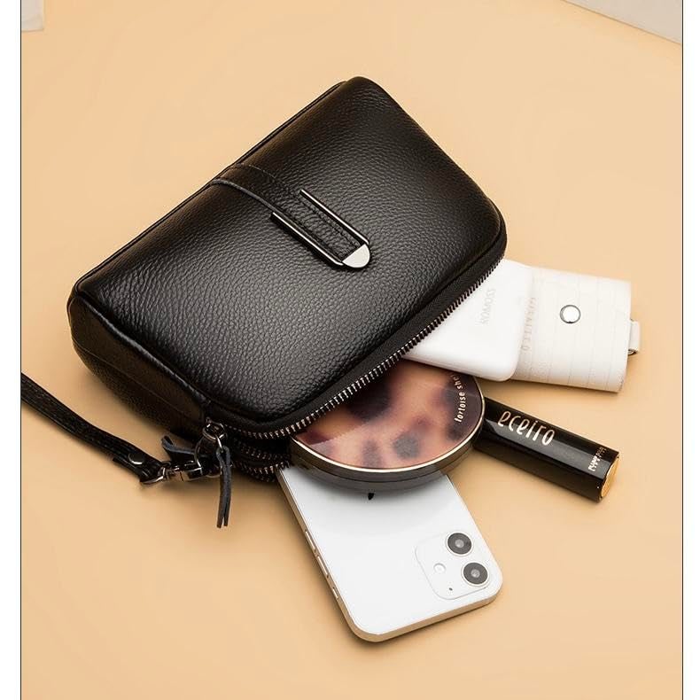 ketmart Small Crossbody Purse for Women Fashion Two zipper pocket Handbag with Colored Shoulder Strap(Color_Black) - Image 5