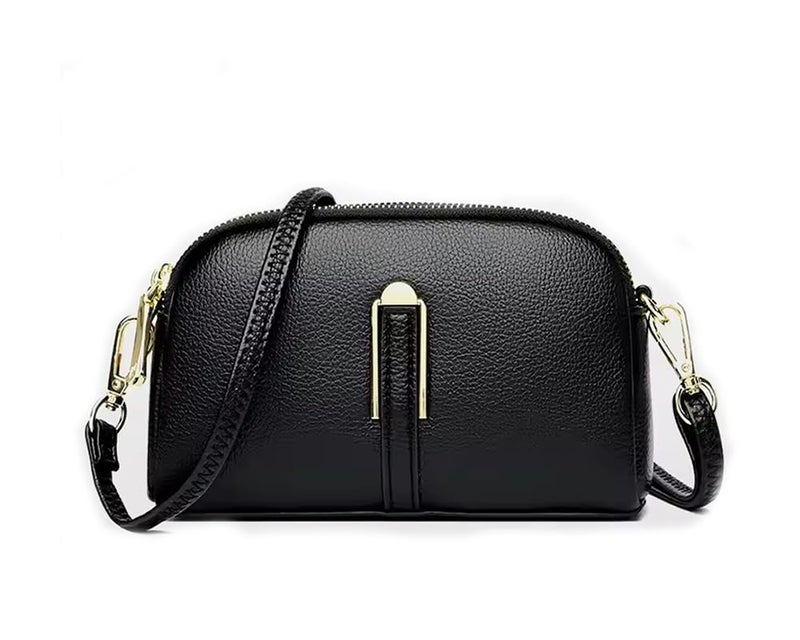 ketmart Small Crossbody Purse for Women Fashion Two zipper pocket Handbag with Colored Shoulder Strap(Color_Black) - Image 1