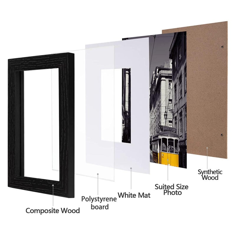 eletecpro 5x7 Picture Frames Set of 10, Picture Frame Collage Wall Decor Display 4x6 Photo With Mat or 5x7 without Mat, Home Decor Gallery Frame for Table Top or Wall Mounting, Black - Image 2