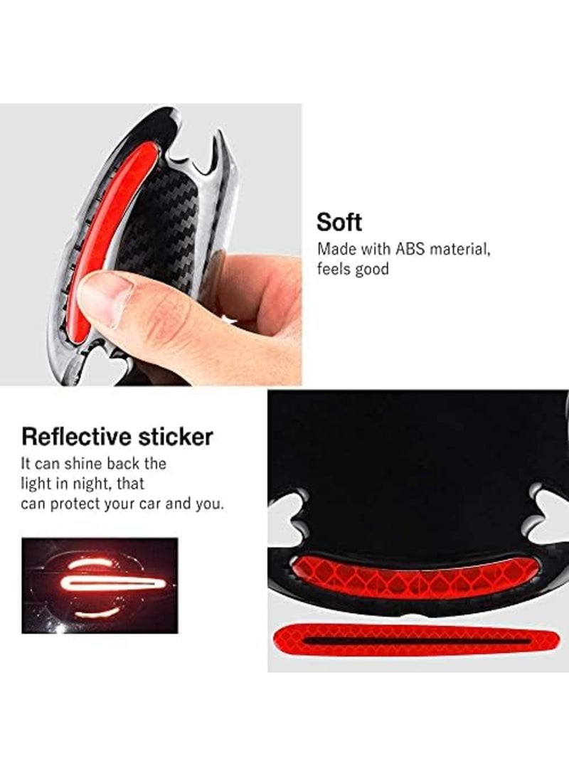 Car Door Cup Handle Paint Scratch Protector Sticker 3D Carbon Fiber Universal Auto Door Handle Scratch Protection Cover Guard Film Car Door Handle Safety Reflective Strips (Red) - Image 3
