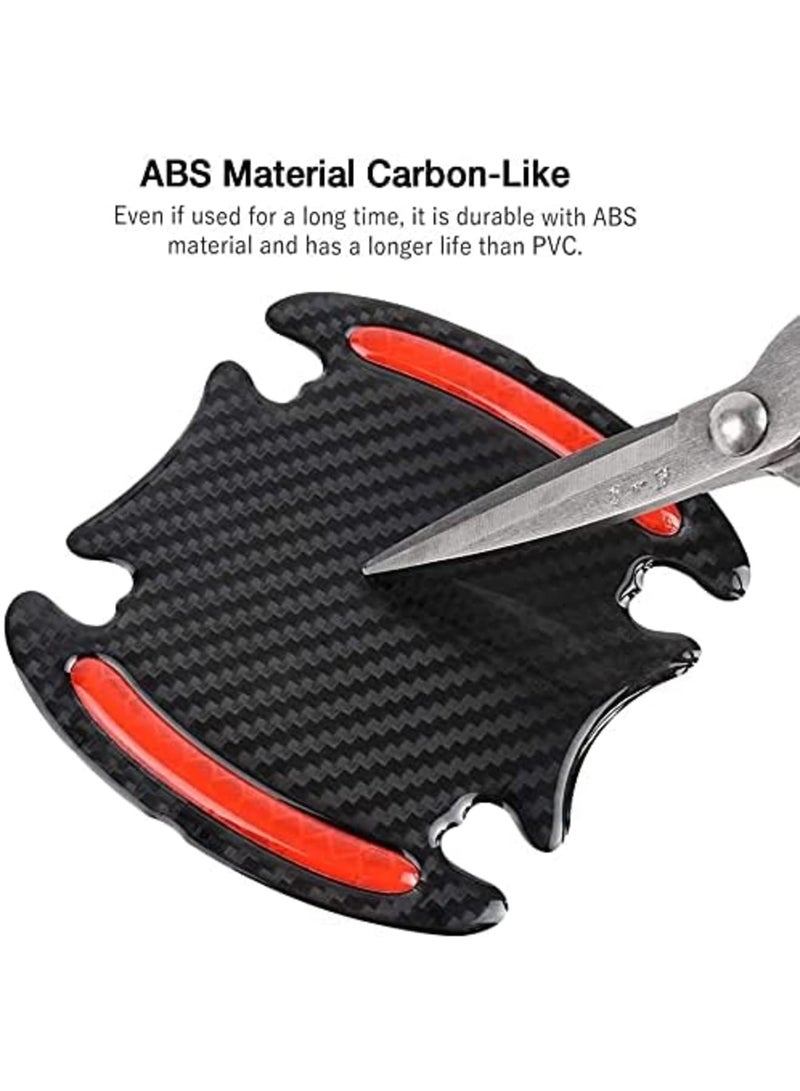 Car Door Cup Handle Paint Scratch Protector Sticker 3D Carbon Fiber Universal Auto Door Handle Scratch Protection Cover Guard Film Car Door Handle Safety Reflective Strips (Red) - Image 4