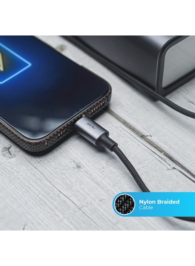 blupebble PowerFlow 66W USB-A to USB-C Fast Charging Cable | PD 3.0 Quick Charge | Durable Braided Design | High-Speed Data Transfer | Compatible with Android, Tablets, Power Banks - Image 5