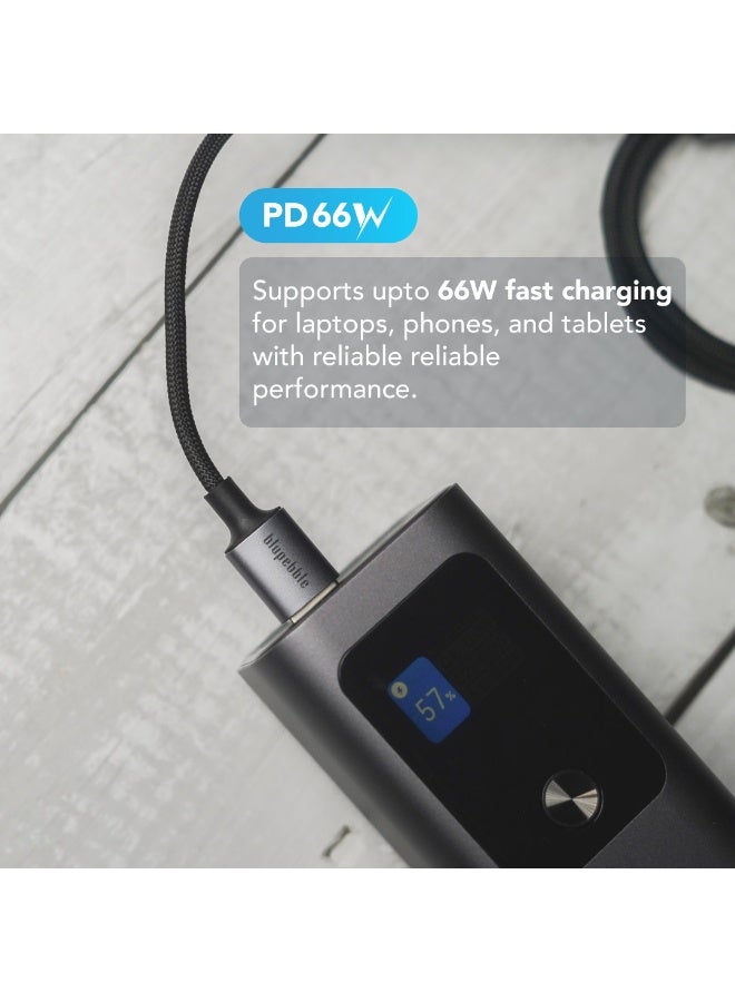 blupebble PowerFlow 66W USB-A to USB-C Fast Charging Cable | PD 3.0 Quick Charge | Durable Braided Design | High-Speed Data Transfer | Compatible with Android, Tablets, Power Banks - Image 3