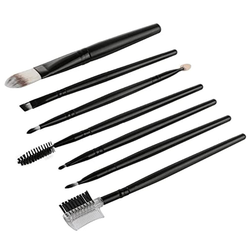 Makeup Eye Brush Set - Eyeshadow Eyeliner Blending Crease Kit - Best Choice 7 Essential Makeup Brushes Black - 2724623495439