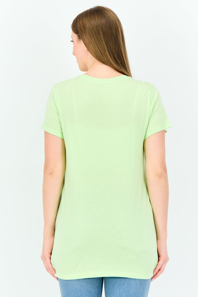 GAP Women Crew Neck Short Sleeve Plain T-Shirt, Lime Green - Image 2