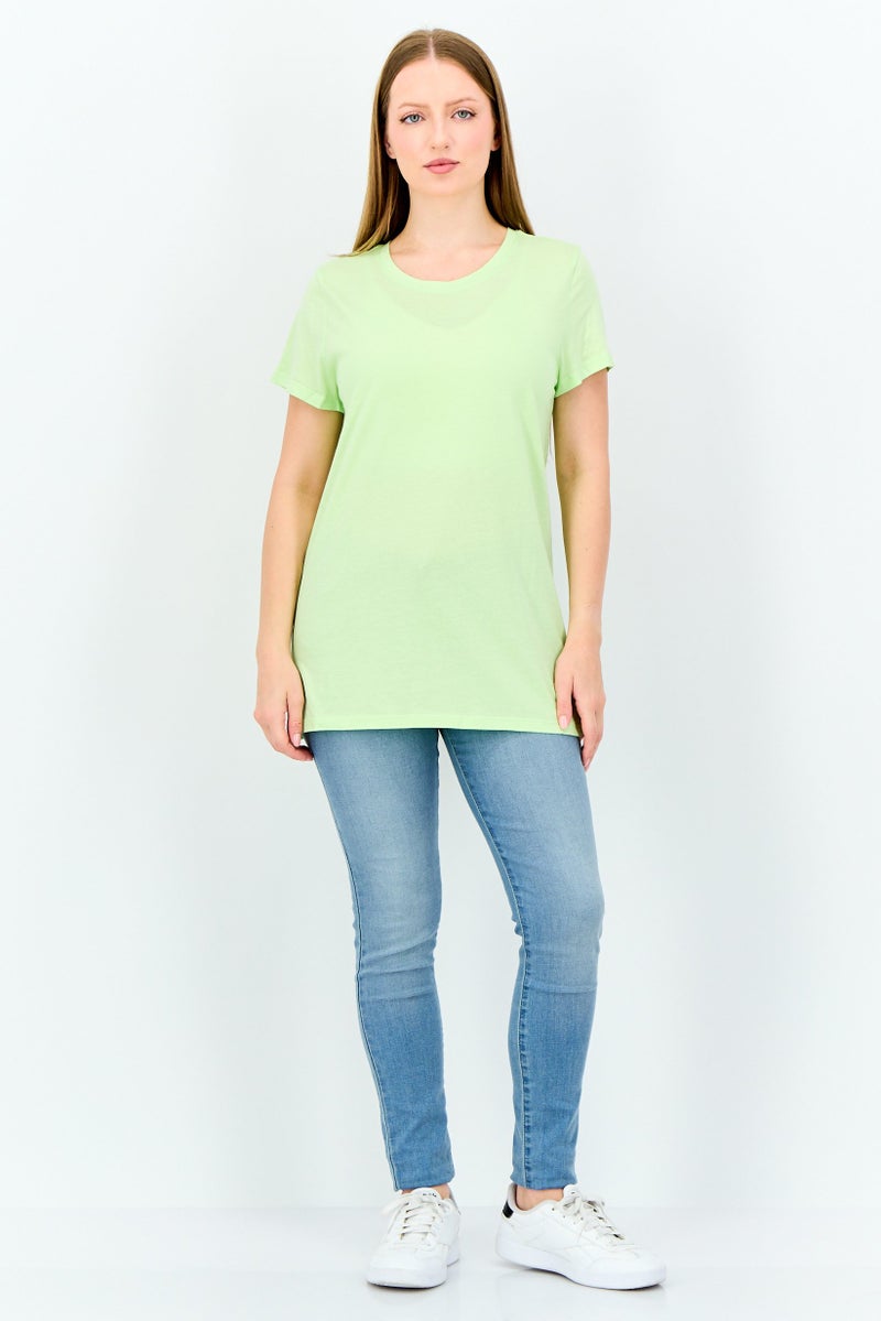 GAP Women Crew Neck Short Sleeve Plain T-Shirt, Lime Green - Image 4