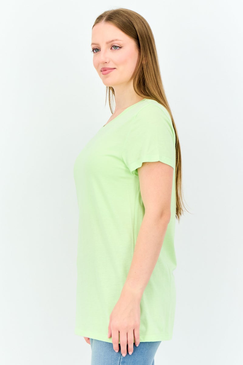 GAP Women Crew Neck Short Sleeve Plain T-Shirt, Lime Green - Image 3