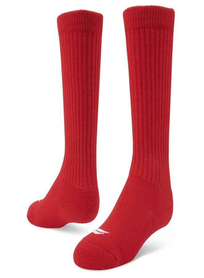Sof Sole Soccer Over-the-Calf Team Athletic Performance Socks (2 Pair), X-Small, Red - Image 1