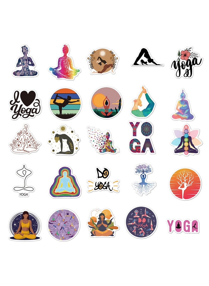 ORAINBOW 50pcs Yoga Stickers Aesthetic Spiritual Meditation Gift Vinyl Decals Waterproof Yoga Poses Boho Hippie Decals for Laptop Journal Water Bottle Scrapbook - Image 3