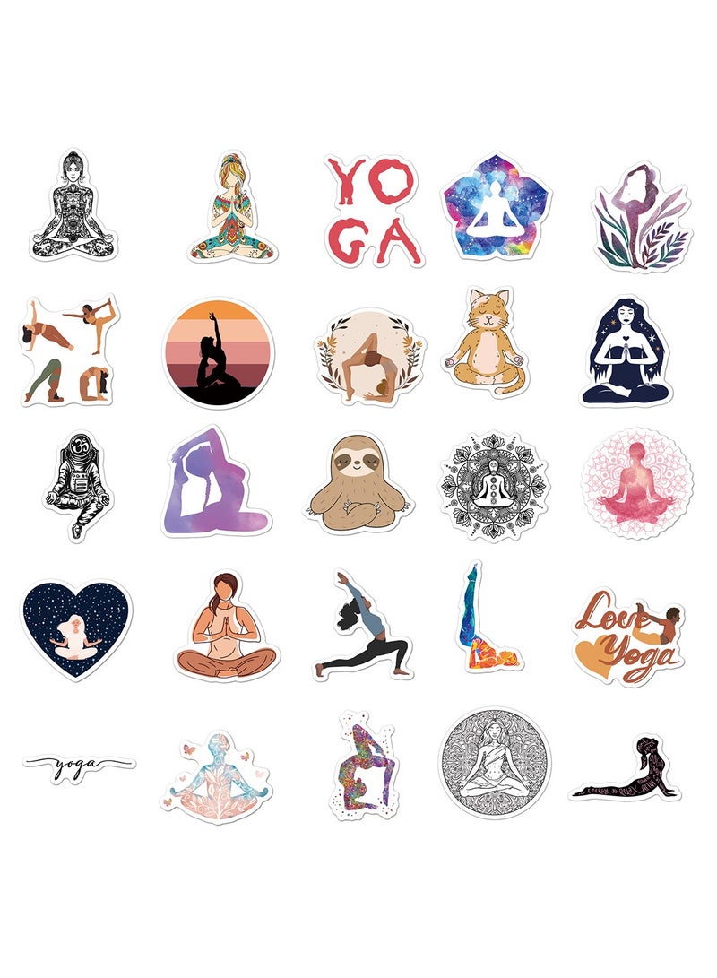 ORAINBOW 50pcs Yoga Stickers Aesthetic Spiritual Meditation Gift Vinyl Decals Waterproof Yoga Poses Boho Hippie Decals for Laptop Journal Water Bottle Scrapbook - Image 2