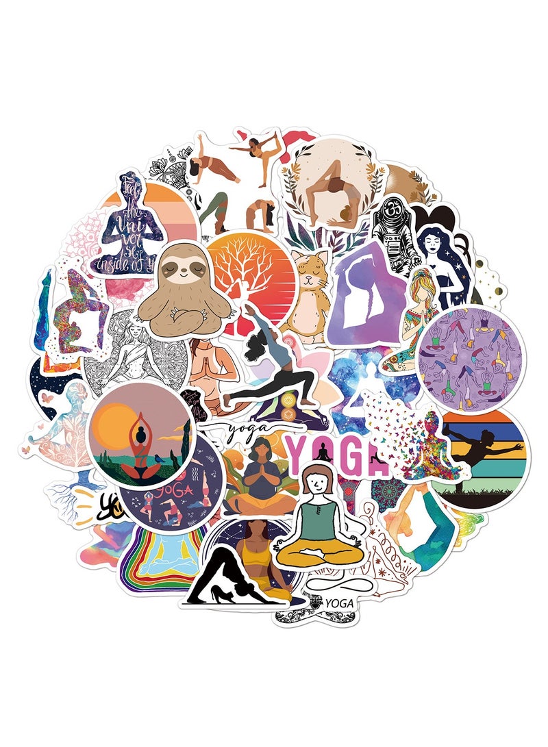ORAINBOW 50pcs Yoga Stickers Aesthetic Spiritual Meditation Gift Vinyl Decals Waterproof Yoga Poses Boho Hippie Decals for Laptop Journal Water Bottle Scrapbook - Image 1