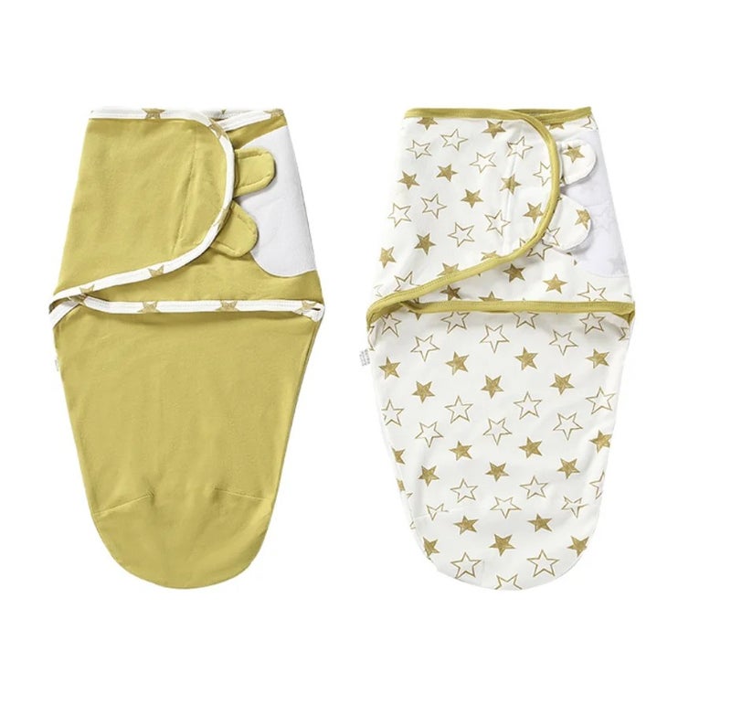 Y&D Hot Selling 2-Pack Cotton Baby Swaddle Sleep Sack with Hat, Adjustable Fit Swaddlers, Comfortable Newborn Wrap for Summer - Image 1