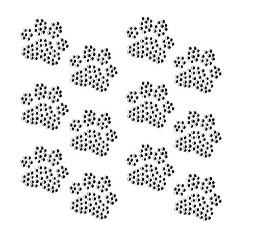 Rococo Designs Set of 12 Small Paw Print | 1.5" Each | Clear Rhinestone Iron on Hotfix Bling DIY with Extra Paw Print - Image 1