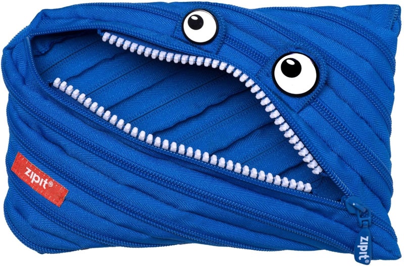 ZIPIT Monster Large Pencil Case for Kids Cute Zipper Pouch for Boys Girls and Teens Stationery Bag for School Blue