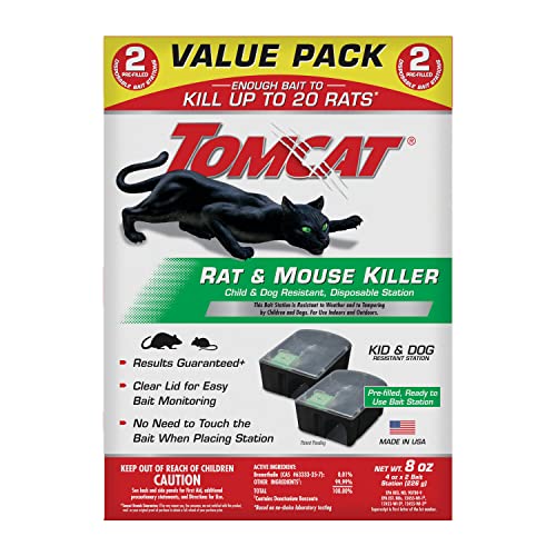 Tomcat Rat and Mouse Killer Disposable Stations for Indoor/Outdoor Use: Child and Dog Resistant, Pre-Filled, Easy Monitoring, 2-Pack - Image 1