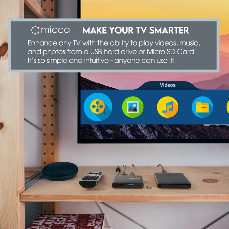 Micca G3 2K Quad-HD Digital Media Player for USB Drives and MicroSD Cards, Digital Signage, H.265/HEVC H.264/AVC MP4 MKV Videos MP3 Music JPG Photos, 4K HDMI, Analog AV, Auto Play and Resume - Image 2