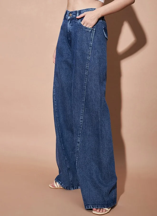 ساسافراس Wide Leg Medium Shade Jeans for Women