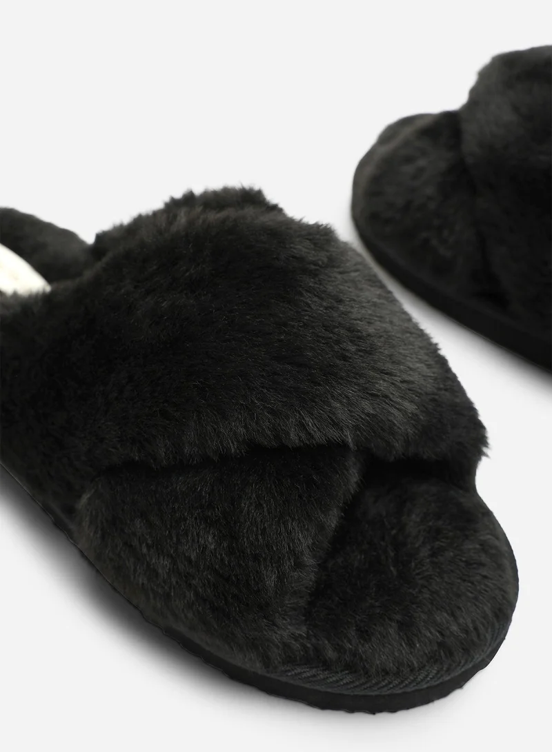 Where's That From 'Cuddle' Cross Over Fluffy Slippers