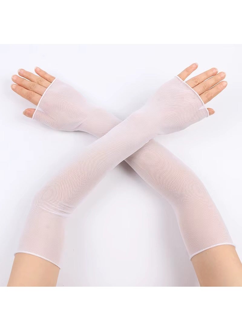 إيه جي دي 3 أزواج من أكمام الذراع المريحة مع فتحة للإبهام، حماية من الشمس، للرياضة والتدريب وركوب الدراجات/ أبيض - Image 5