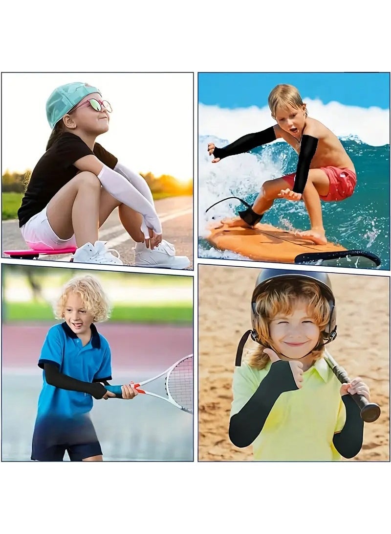 إيه جي دي 3 أزواج من أكمام الذراع المريحة مع فتحة للإبهام، حماية من الشمس، للرياضة والتدريب وركوب الدراجات/ أبيض - Image 3