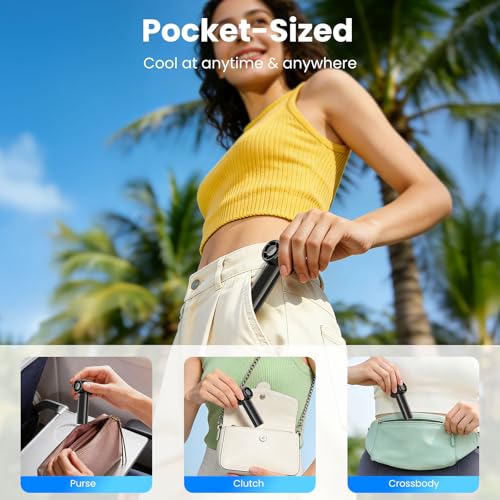 HandFan Portable Handheld Fan, High Speed Mini Personal Turbo Fan, Pocket-Sized Hand Fans, Small Rechargeable Fans Battery Operated, for Travel, Disney, Concerts, Outdoors(Gloss Black) - Image 4