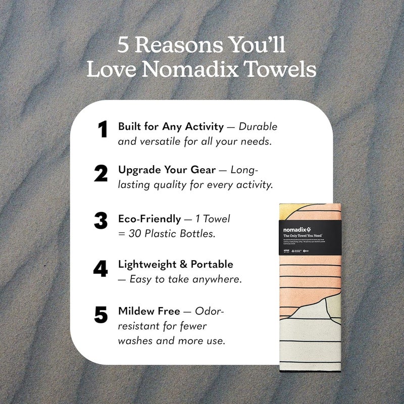 Nomadix Original Towel - Perfect for Beach, Pool, Travel, Camping, Yoga - Made with Recycled Materials - Super Absorbent - Sand Resistant - Image 2