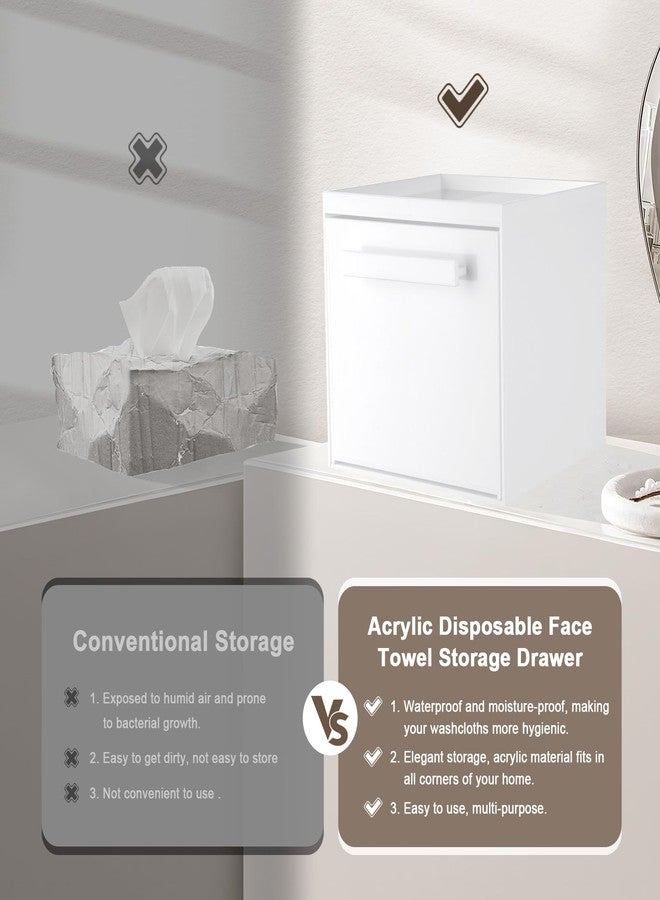 TAINESS Disposable Face Towel Storage Box Compatible with Clean Skin Club Clean Towel XL Acrylic Facial Towels Holder with Drawer Wall-Mounted Makeup Organizer for Vanity, Bathroom (Glossy White) - Image 2