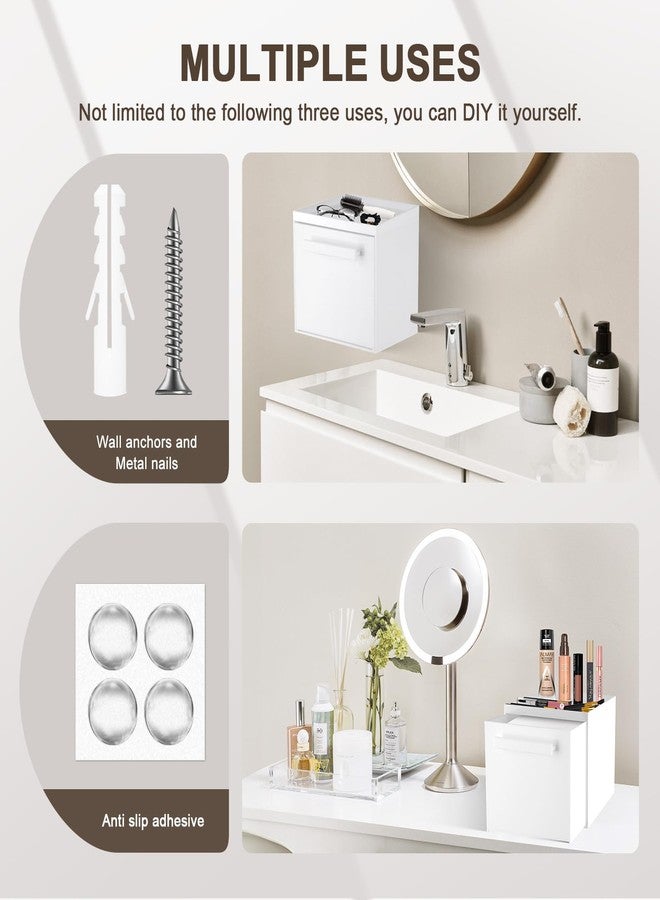 TAINESS Disposable Face Towel Storage Box Compatible with Clean Skin Club Clean Towel XL Acrylic Facial Towels Holder with Drawer Wall-Mounted Makeup Organizer for Vanity, Bathroom (Glossy White) - Image 5