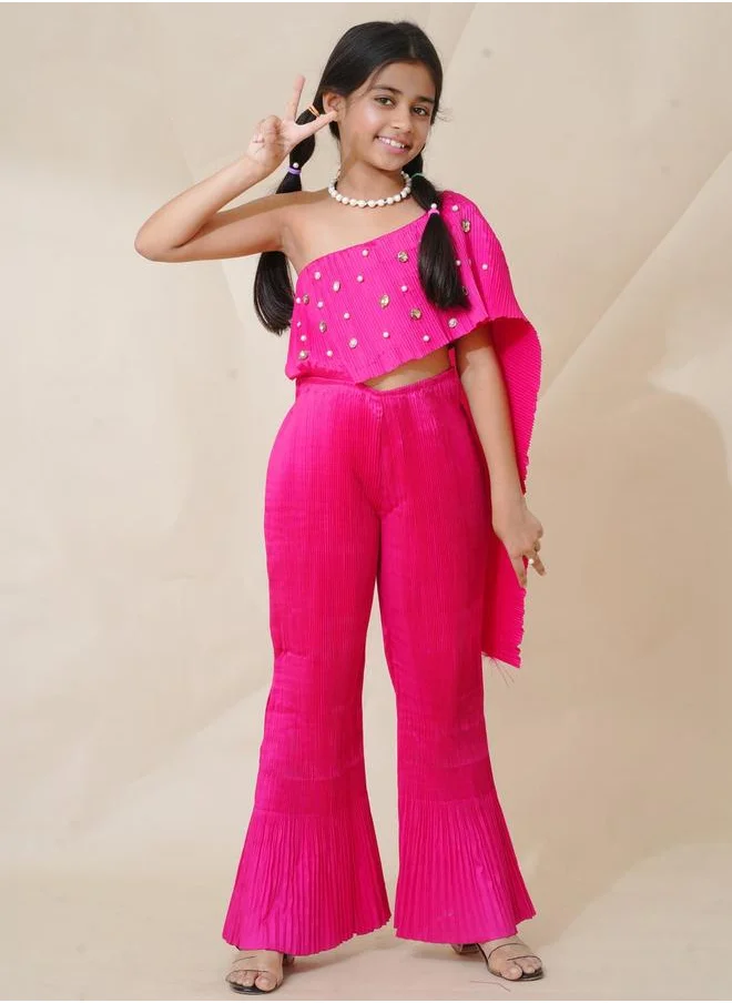 Maithili Maithili Embellished One Shoulder Wide Leg Jumpsuit