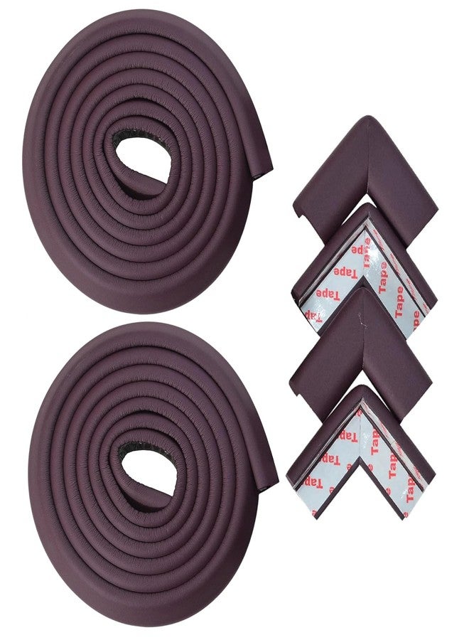 GLUN® Ultra Soft Pack of 2 Table Edge & 4 Piece Set Corner Proofing Guards Combo, Brown Colour (Each Edge 190x3x3cm) (Corner 5x5x3cm), Washable with Double Side Extra Strong Tape - Image 2