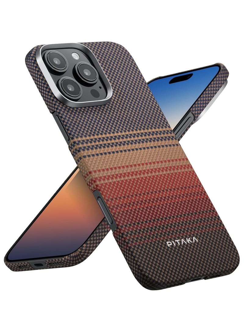 pitaka for iPhone 16 Pro Case Compatible with MagSafe, Thin & Light iPhone 16 Pro Case with a Caseless Feel, 1500D Aramid Fiber Woven Tactile Woven Case - Sunset - Image 1