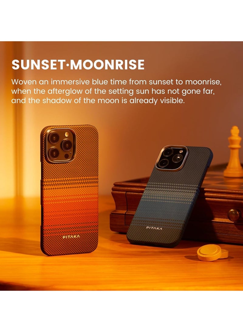 pitaka for iPhone 16 Pro Case Compatible with MagSafe, Thin & Light iPhone 16 Pro Case with a Caseless Feel, 1500D Aramid Fiber Woven Tactile Woven Case - Sunset - Image 3