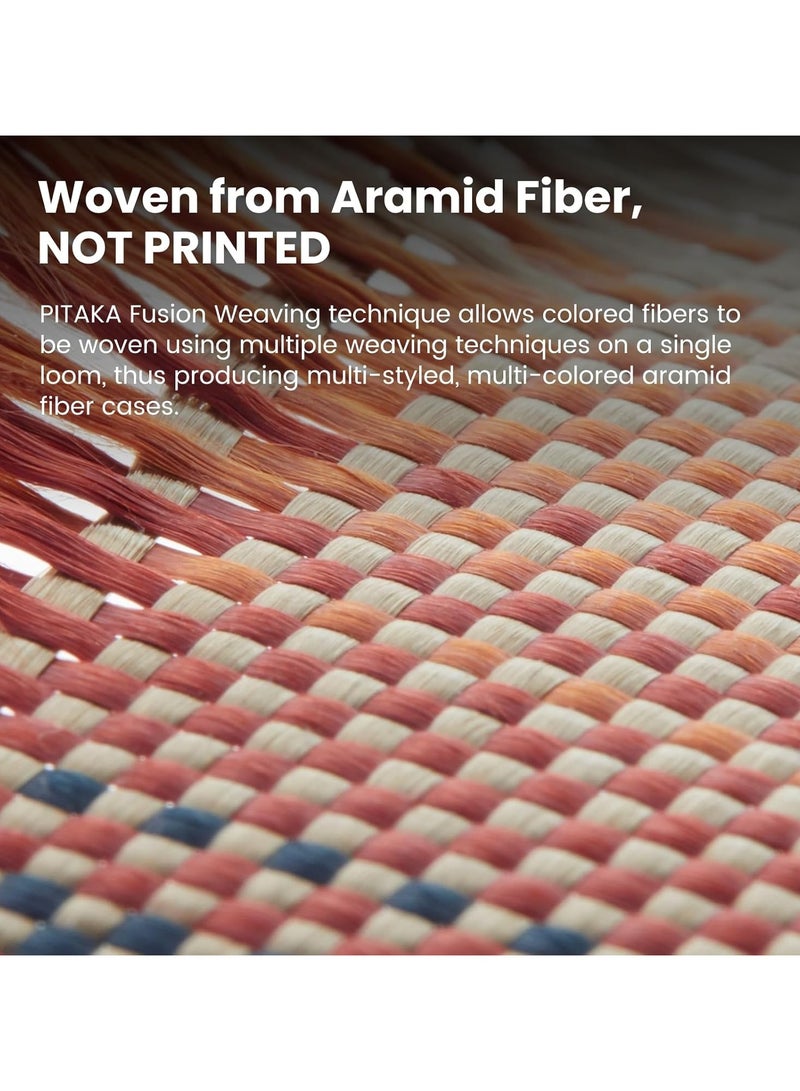 pitaka for iPhone 16 Pro Case Compatible with MagSafe, Thin & Light iPhone 16 Pro Case with a Caseless Feel, 1500D Aramid Fiber Woven Tactile Woven Case - Sunset - Image 4