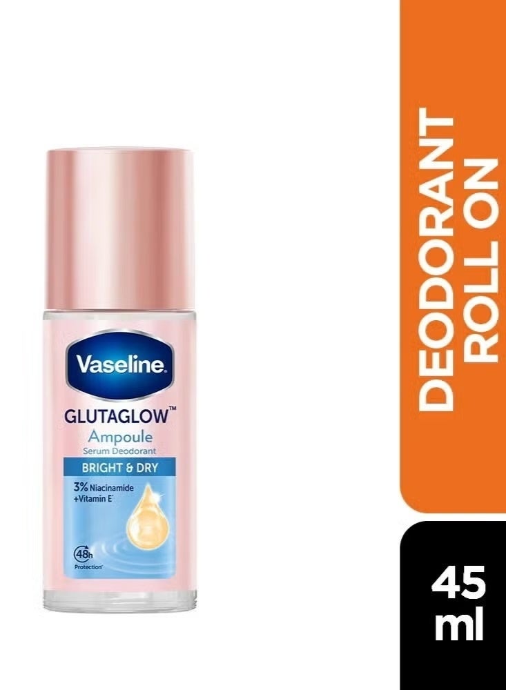 Vaseline Glutaglow Bright & Dry Deodorant Roll On Ampoule Serum Underarm 45ml - Image 1