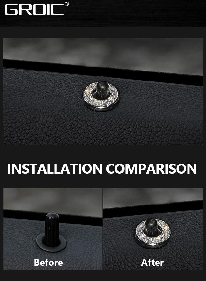 GROIC 4PCS Bling Inner Car Door Lock Cover Stickers, Rhinestones Pull Rod Bolt Decorations, Crystal Auto Decals for Women Girls, Sparkly Pin Caps Mercedes-Benz A/B/C/D/E  - Image 3