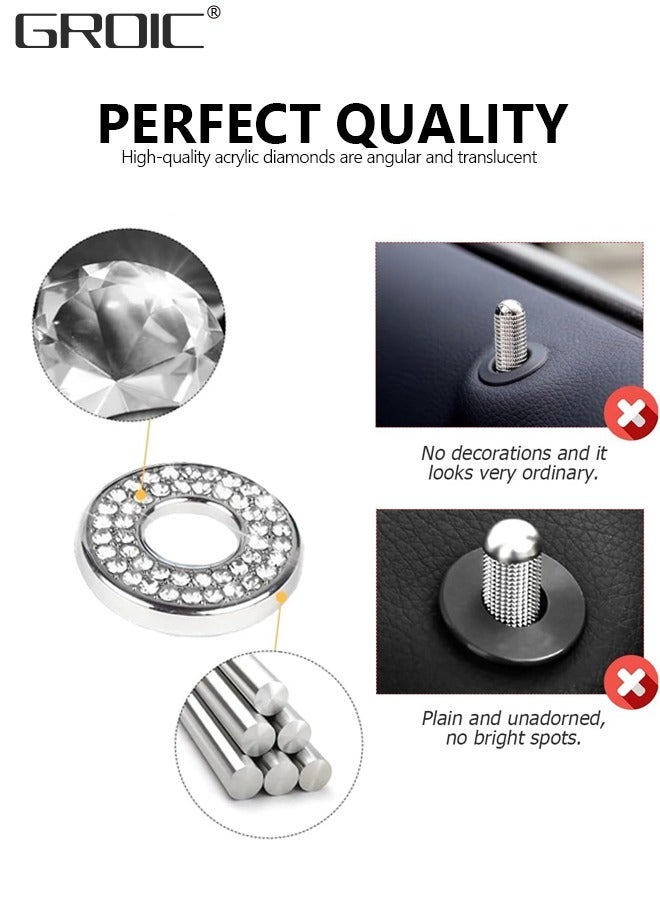 GROIC 4PCS Bling Inner Car Door Lock Cover Stickers, Rhinestones Pull Rod Bolt Decorations, Crystal Auto Decals for Women Girls, Sparkly Pin Caps Mercedes-Benz A/B/C/D/E  - Image 5