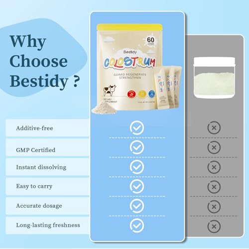Bestidy Colostrum Supplement,Colostrum Powder for Gut, Hair Growth, Beauty, Individually Packaged,Natural Superfood Bovine Colostrum Powder,(60 Servings) 4.23 Oz - Image 5