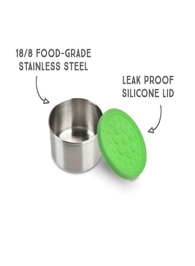 LunchBots 2.5 oz Stainless Steel Dressing Container for Condiments, Dips, Snacks, Dipping Sauce Cups with Silicone Lid, Fits in Lunch Bags and Bento Boxes - Set of 2 (Green) - Image 2