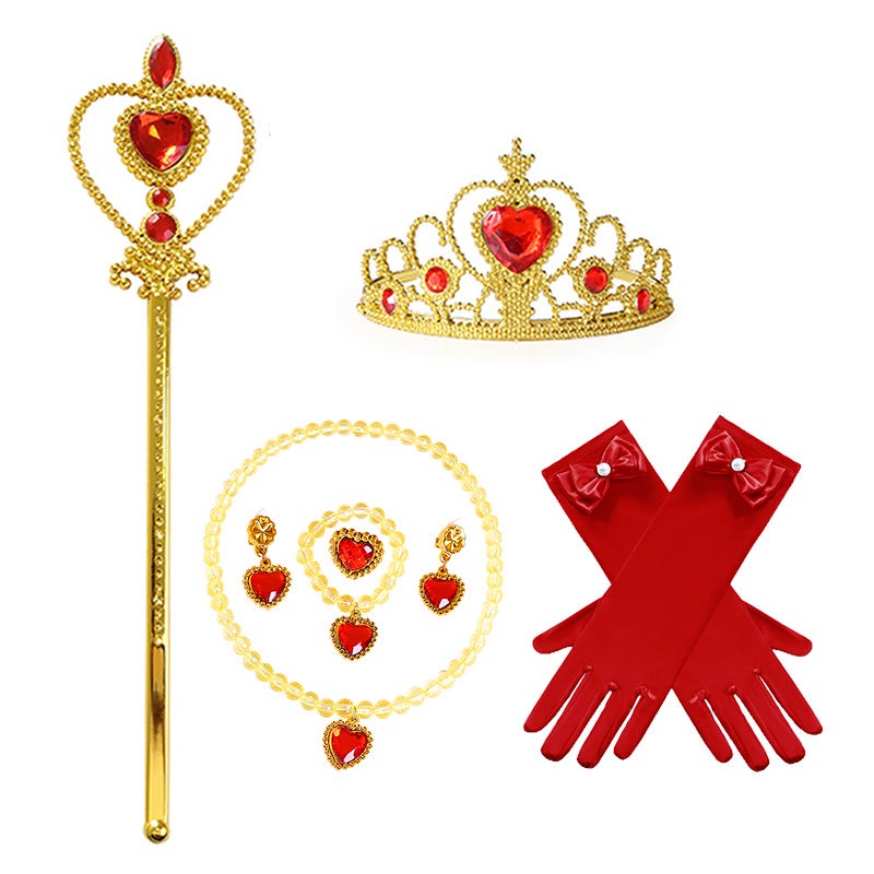 Generic Frozen Princess Heart Necklace Set PS209 Red