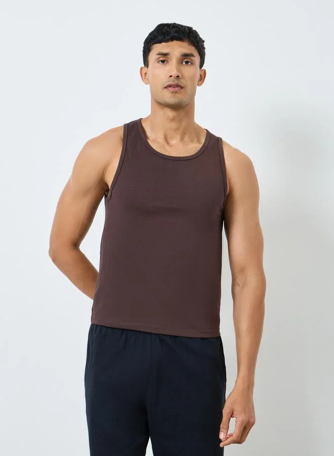 Styli  Pack of 2 - Men Brown Cotton Vest for Men | Best Price UAE