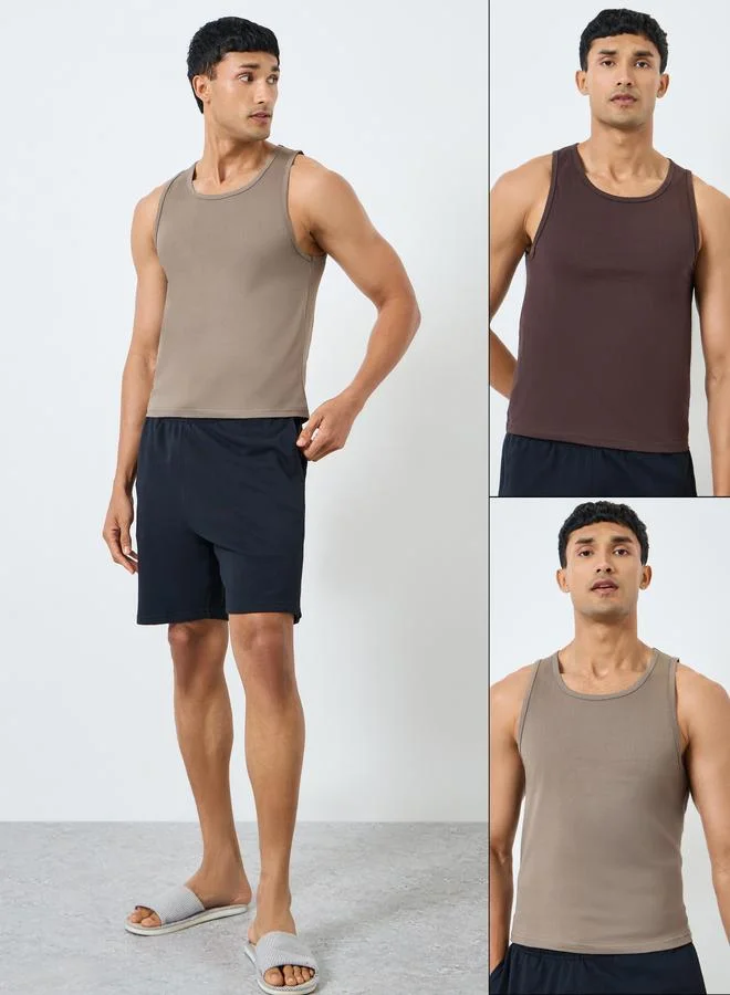 Pack of 2 - Men Brown Cotton Vest
