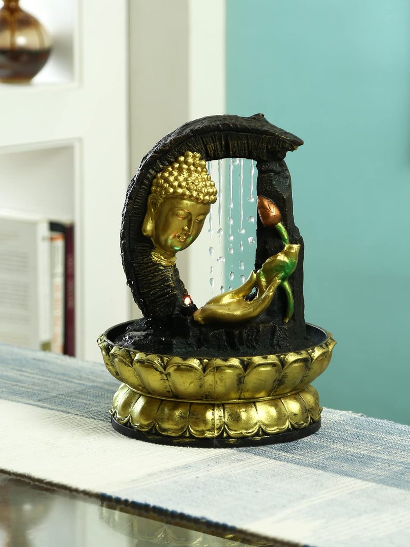 TAYHAA TAYHAA Arch Style Hand Sculpted Buddha Indoor Water Fountain with Light  - Image 1