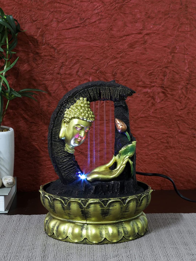 TAYHAA TAYHAA Arch Style Hand Sculpted Buddha Indoor Water Fountain with Light  - Image 3