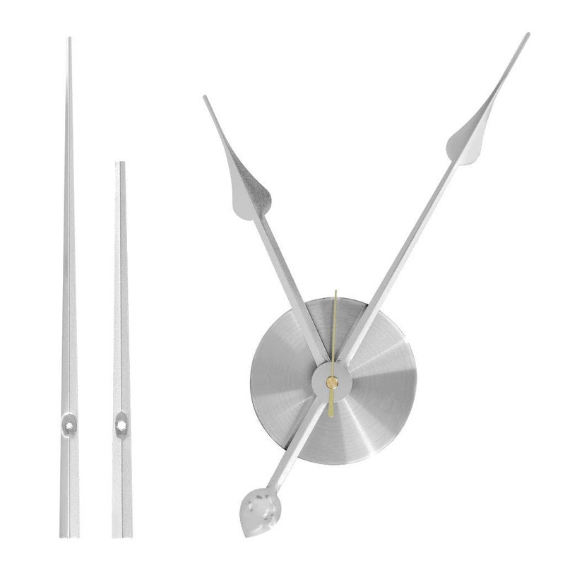 EMOON 2 Pair Long Hands with 3D Clock Movement DIY Large Wall Clock Quartz Clock Mechanism for Home Art Decor Silver