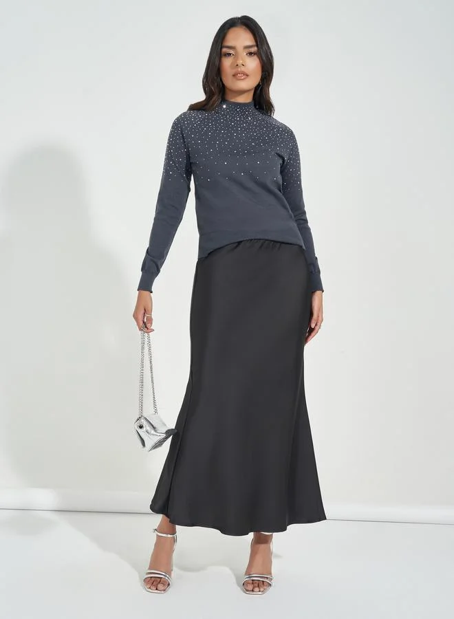 Styli Embellished Detail High Neck Sweater