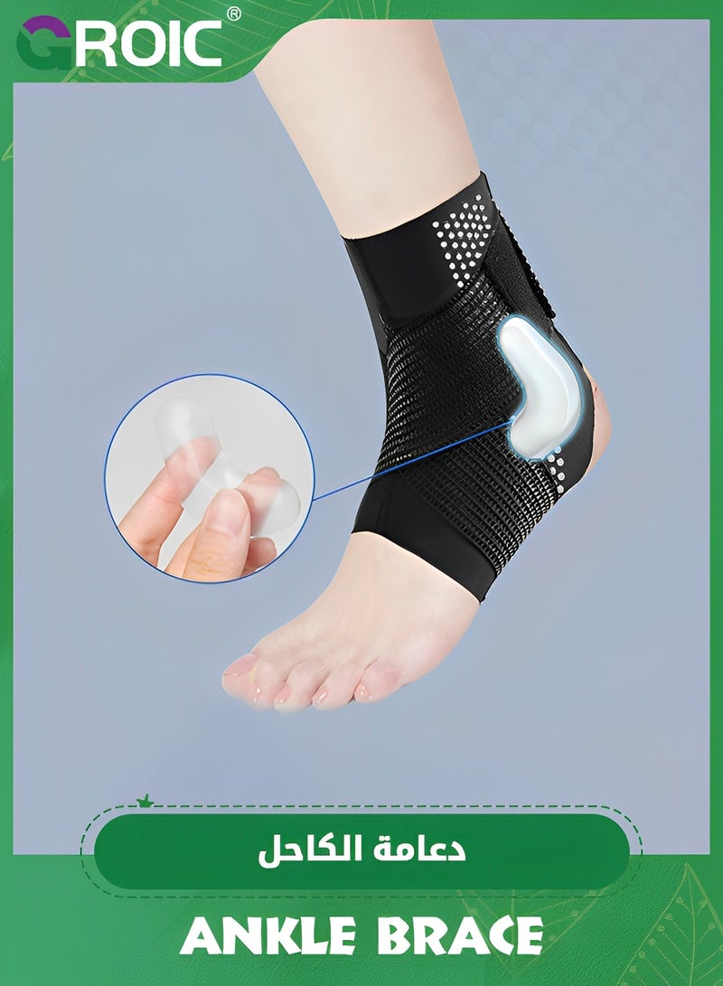 GROIC Elite Ankle Brace with Adjustable Strap and Gel Pad, Silicone Ankle Sleeve for Ankle Support and Pain Relief, Ankle Brace For Sprained Ankle, Plantar Fasciitis, Ankle Pain-XL - Image 1