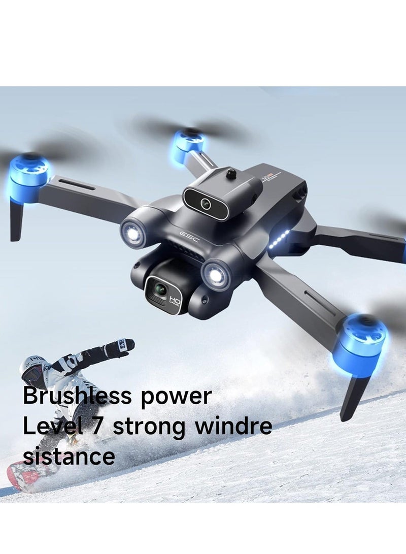 MUNTAQI طائرة درون قابلة للطي P12 برو مع كاميرا مزدوجة 4K Ultra HD و 1080P – بث WiFi FPV، تثبيت ذكي للارتفاع، تقلبات 360°، عودة بضغطة زر، وضع بدون رأس، تحكم بالإيماءات والصوت، سهلة للمبتدئين - Image 2